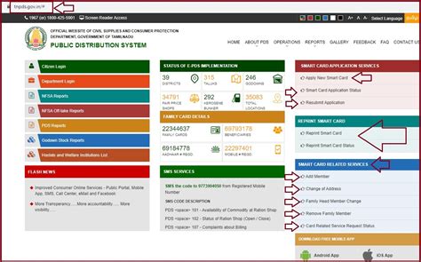 smart card address change status|smart ration card status.